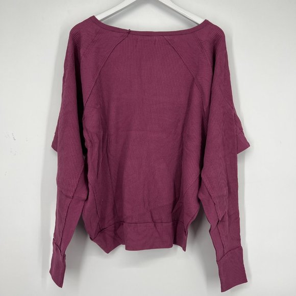 Free People Women's Santa Clara V-Neck Pullover Thermal Top Purple Small NWT - Picture 3 of 6